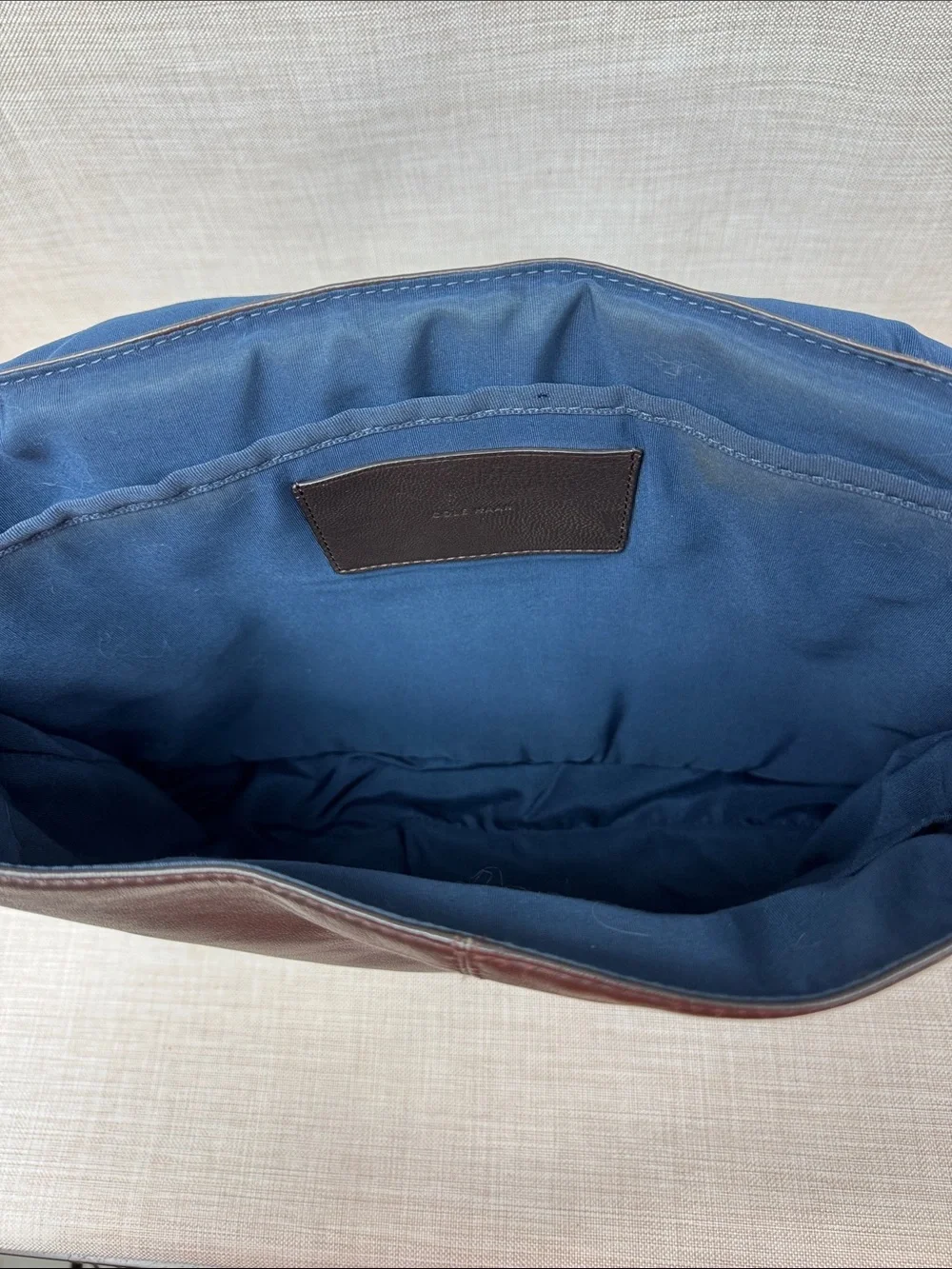 Cole Haan Dark Brown Leather Messenger Bag with Adjustable Strap